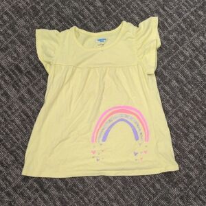 Yellow and Pink Short Sleeve Tees with Rainbow Design